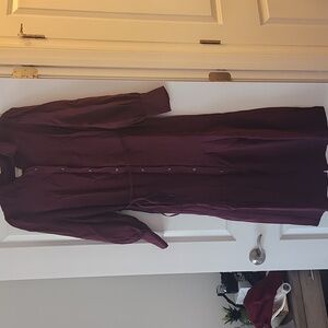 LOFT Deep Burgundy Long Sleeve Dress